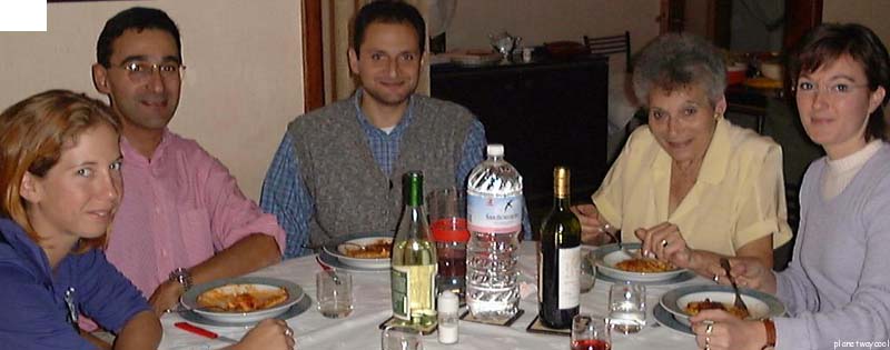 Netta's family eating lasagne 