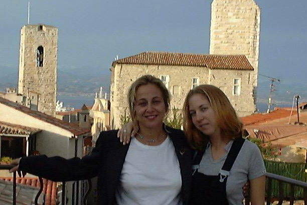 Me and Netta on the roof, Picasso Museum in the background